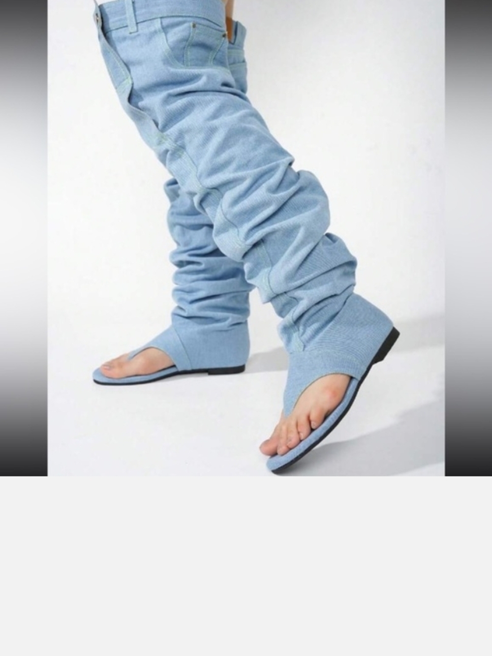Cape Robbin Denim Look Light Blue Sock Sandals